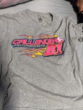 Gildan Gray Kids Tee with Pink & Yellow B1 Motorsports Graphic